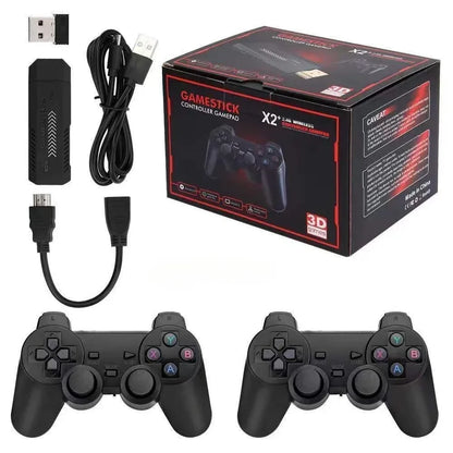Retro HD 64GB Game Console Stick with Dual Wireless Controllers — 20,000+ Classic Games, Plug & Play