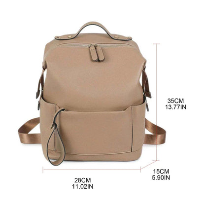PU Leather Diaper Bag — Large Capacity Maternity Backpack with Changing Pad & Detachable Stroller Straps