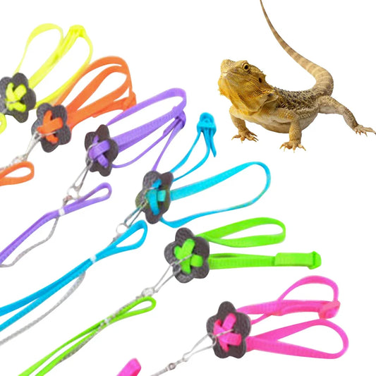 Adjustable Lizard Leash 1.2m (47in) Nylon Traction Rope for Small Reptiles & Exotic Pets