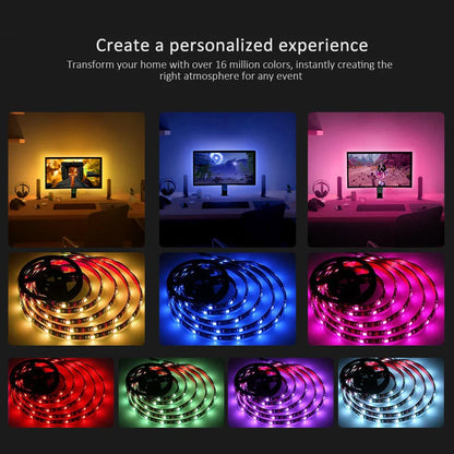 Bluetooth RGB LED Strip Lights 5050 SMD USB 5V App-Controlled TV Backlight & Room Accent Lighting