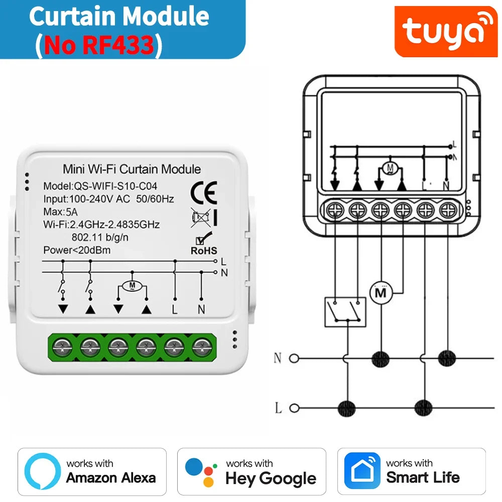 TNCE Tuya Switch Light Curtain Dimmer WIFI Zigbee, Smart DIY MINI Module, Roller Shutter motor Breaker, voice alexa google home