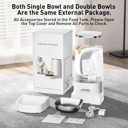 Automatic WiFi Pet Feeder 4L – Smart Kibble Dispenser for Cats & Small Dogs, App-Controlled Portion Timer & Remote