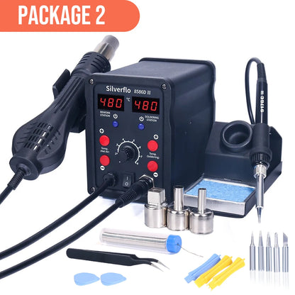 Silverflo 8586D-II 2-in-1 Hot Air and Soldering Station, 750W