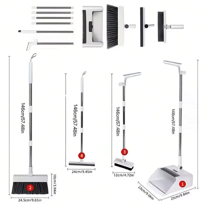 Collapsible Broom and Dustpan Set, Lightweight Cleaning Tool