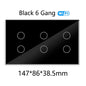 WiFi Smart Touch Glass Wall Light Switch — 8 Gang or 10 Gang (147 x 86 x 38.5 mm / 5.79 x 3.39 x 1.52 in) — Tuya/Smart Life, Alexa & Google Home