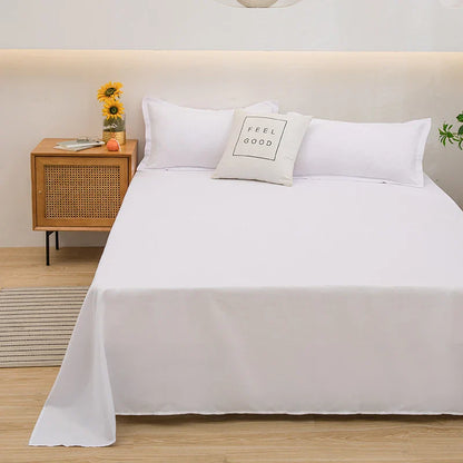 Soft Home Flat Bed Sheet — Plain Solid Color Top Sheet for Single, Queen, King Beds