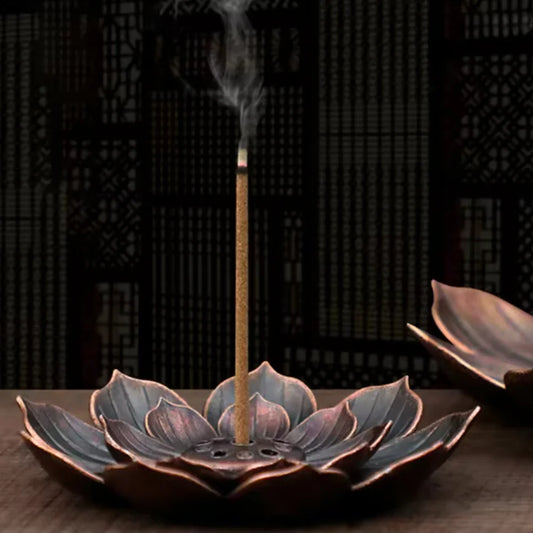 Aluminum Alloy Lotus Incense Burner – Stick & Coil Holder Plate for Temple, Yoga Studio & Home Décor