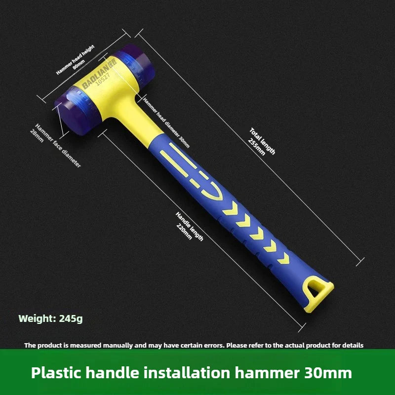 Double-Head Rubber Installation Hammer 25–45mm (1.0–1.8 in) – Replaceable Heads, Insulated Non-Slip Rubber Handle