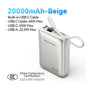 45W 20000mAh Power Bank with Built-in USB-C Cable, Fast Charging Portable Charger for iPhone Samsung Xiaomi