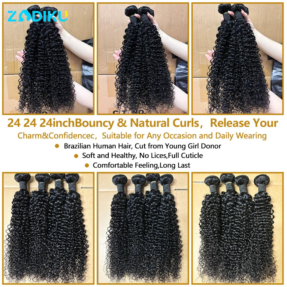 ZIDIKU Burmese Curly Remy Human Hair Bundles, 1, 3, or 4 Pieces