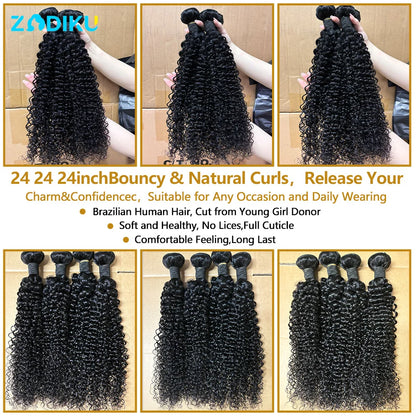 ZIDIKU Burmese Curly Remy Human Hair Bundles, 1, 3, or 4 Pieces