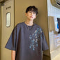 Men's Oversized T-shirts Mens Cotton T Shirt White 5XL Casual Summer Wear Fashion Bamboo Print Tee Shirts for Men Clothing