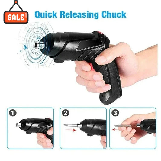 47-Piece Cordless Rechargeable Electric Screwdriver & Mini Drill — USB Charging, 1800mAh