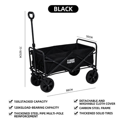 Collapsible Folding Utility Wagon – Heavy-Duty Large Capacity Portable Beach & Camping Trolley