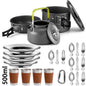 Lightweight Aluminum Camping Cookware Set – Nonstick Pot & Pan for 2-4 People with Mesh Carry Bag