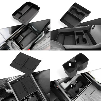 Armrest Storage Box & Cup Holder Organizer - Car Interior Anti-Dirt Pad, Black