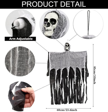 Hanging Halloween Ghosts Skull Decoration Grim Reapers Flying Skeleton Ghost Halloween Decoration Outdoor Yard Hanging Supplies