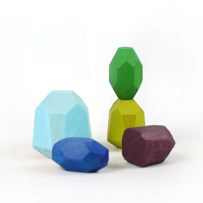 Wooden Sorting Stacking Rocks Montessori Toy