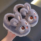 Kids Winter Plush Rabbit Slippers – Faux Fur Warm Anti-Slip Indoor Shoes for Boys & Girls