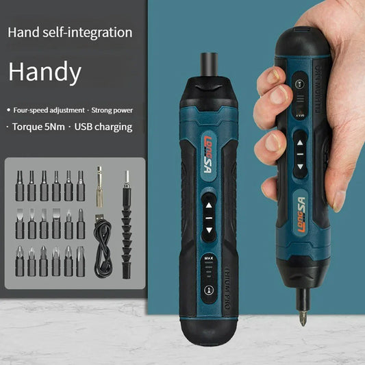 3.6V Mini Cordless Electric Screwdriver — Torque Adjustable Straight Handle, 6.35mm (1/4") Hex Chuck, 1300mAh Lithium Battery