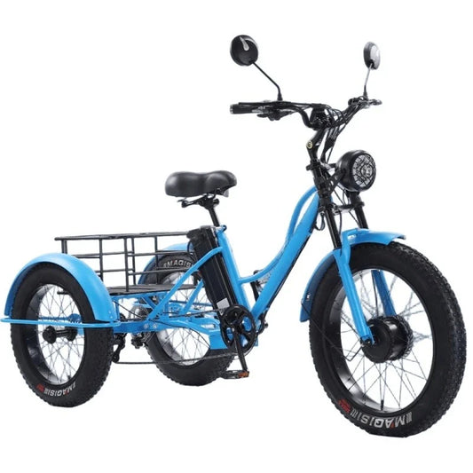 Electric Bike For Man 24-Inch 750W 48V Three Wheeled Electric Vehicle Fat Tire Pedal Powerful Electric Tricycle For Adults Elder