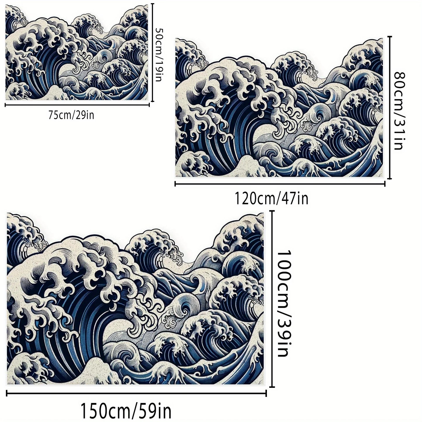 VIKAMA Art Wave Pattern Floor Mat, Anti-Slip And Absorbent, Soft. Home Decoration Carpet In The Entrance, Bathroom Area.