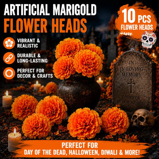 Halloween Decoration Artificial Orange Marigold Flowers Silk Fake Paper Flowers for Day of the Dead Diwali Festival Decor