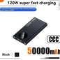 120W Fast Charging Power Bank – 50,000 / 100,000 / 200,000 mAh Portable Charger with Built-In Cable, USB-C & Dual USB, LED Display