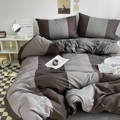 Striped Duvet Cover Bedding Set with Flat Sheet & Pillowcases — Multiple Sizes (Single/Twin/Full/Queen/King)