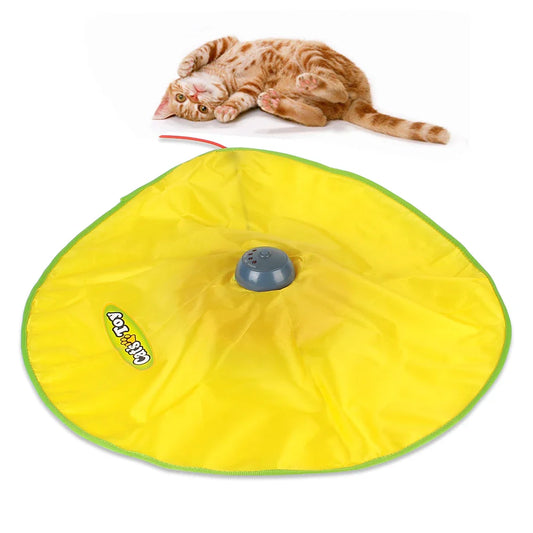Interactive Automatic Cat Toy – Fabric Undercover Mouse with Moving Feather, 4-Speed Electric Play Plate for Cats