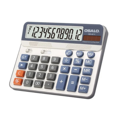 Solar Dual-Power 12-Digit ABS Calculator for Office, Finance & Students