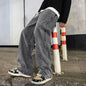 Men's Korean Streetwear Loose Wide-Leg Jeans - Straight Baggy Pants in Black & Light Blue