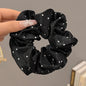 1/3PCS Polka Dot Satin Scrunchies – Large Ruffled Hair Bands for Women, Black & White Elegant Hair Ties