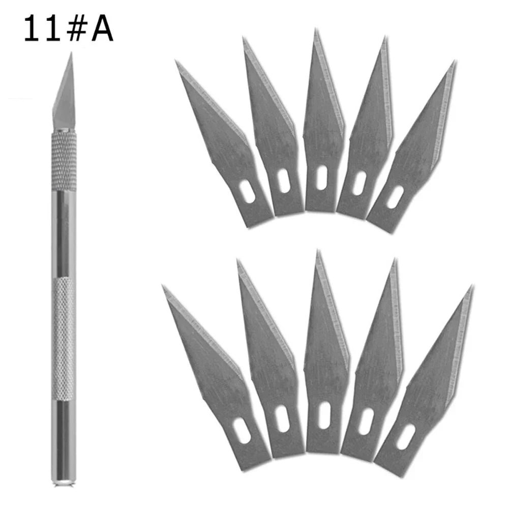 Non-Slip Metal Engraving Craft Knife Kit with #11 Blades — Precision PCB & Mobile Phone Repair Tool (10 or 40 pcs)