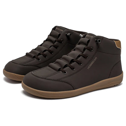 Mid-Top Barefoot Ankle Boots Wide-Toe Zero-Drop Non-Slip Artificial Leather Shoes