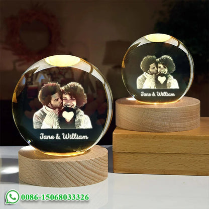 Custom Photo Crystal Ball LED Night Light - Personalized Bedroom, Wedding & Pet Keepsake Gift