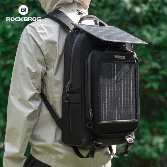 ROCKBROS Shoulder Bag 20L Large Capacity Solar Power Supply Backpack 10V USB Portable Solar Panel Outdoor Sports Hiking Backpack