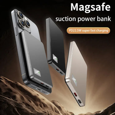 Magnetic Wireless Power Bank 10,000 / 20,000 / 50,000mAh — PD 25W Fast Charge, 2x USB & Wireless Qi, Digital Display, LED Light