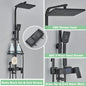Black Digital Thermostatic Shower System 10-Inch (25.4 cm) Rainfall Head 4-Way Mixer with Digital Display, Slide Bar Shelf & Bidet Faucet