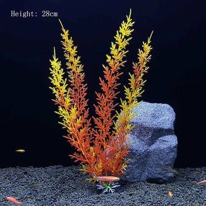 Artificial Aquarium Plants – Plastic Underwater Green Shrubs with Resin Base, Fish Tank Decoration
