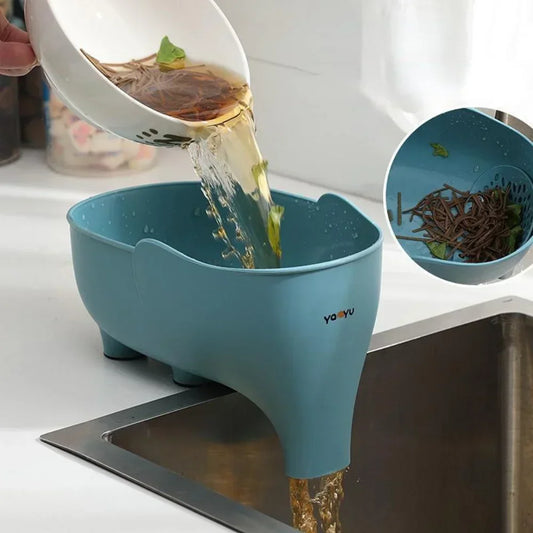 Elephant Sink Strainer & Hanging Drainer Basket – Fruit & Vegetable Washing Rack, Kitchen Sink Drain Organizer