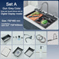 304 Stainless Steel Kitchen Sink with Digital Display Waterfall Faucet - Multifunctional Single Bowl 75 x 45 cm (29.5 x 17.7 in)