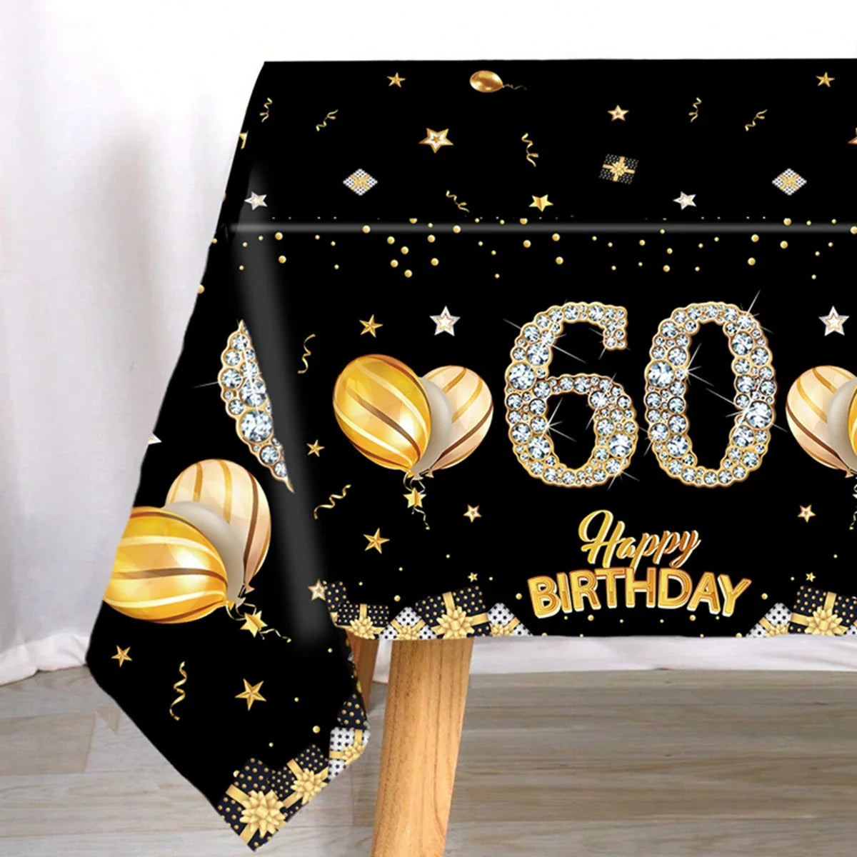 Black Birthday Plastic Tablecloth 18 30 40 50 60 Year Birthday Party Decor Kids Women Birthday Party Supplies Favors Anniversary