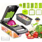 16-Piece Multifunctional Vegetable Slicer & Chopper Set - Food-Grade Stainless Steel Grater with Collector Basket