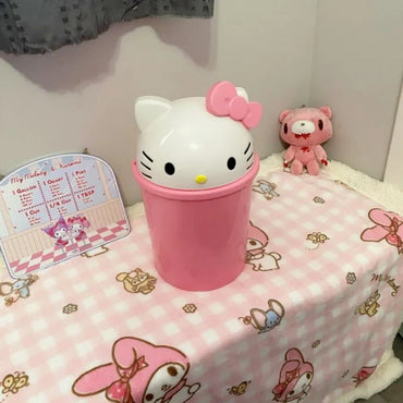 Kawaii Cat Trash Can Cute Plastic Rubbish Bin for Bedroom & Living Room — 21 cm (8.3 in) / 37 cm (14.6 in)