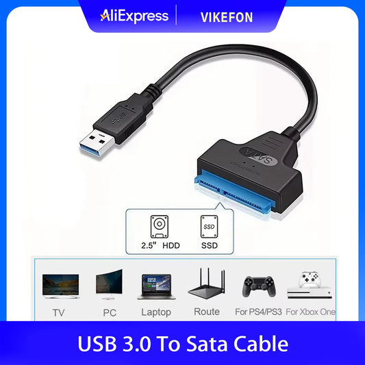 SATA III to USB 3.0 Adapter Cable for 2.5-Inch HDD/SSD (22-Pin) — Up to 6 Gbps with USB 2.0 Power Port