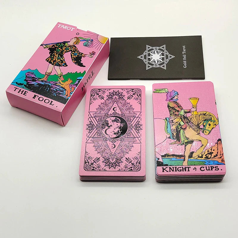 New Version Plastic Tarot Rider Waite Waterproof Gold Foil Tarot Deck With Nice PVC Package Prediction Cards Game