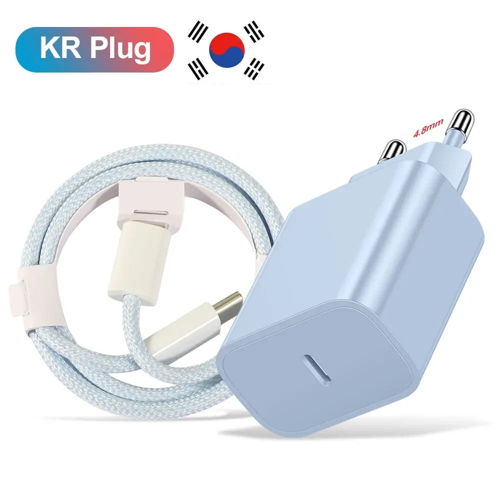 20W USB-C PD Fast Charger with USB-C Cable – Compact Travel Wall Adapter for Smartphones & Tablets