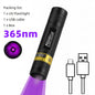 365nm UV LED Blacklight Flashlight — USB Rechargeable, Nail Curing & Pet Stain