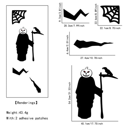 Halloween Decorations Room Door Stickers Window Decor Skeleton Hand Pumpkin DIY Window Stickers Ghost Devil Witch Hat Decor